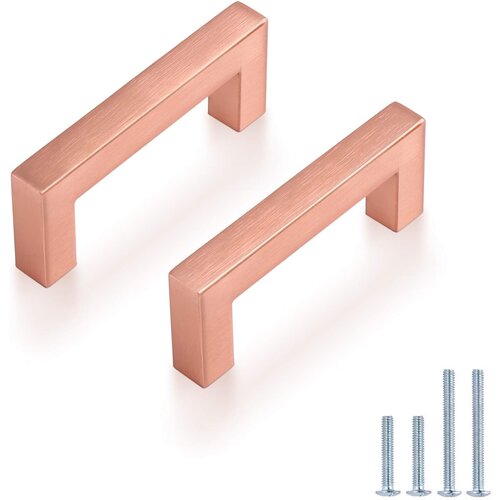 NIKCORP Ročaji za kuhinjske omarice in predale, nerjaveče jeklo, rožnato zlato, dolžina 8,6 cm, set 15 kosov s priloženimi vijaki, (5000156584) Slike