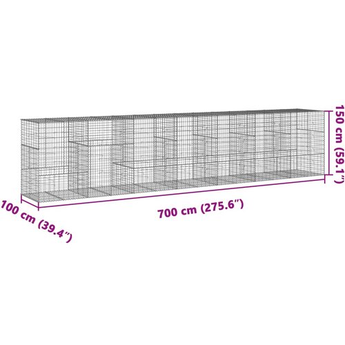  Gabionska ko&amp;scaron;ara s poklopcem 700x100x150 cm pocinčano željezo Slike