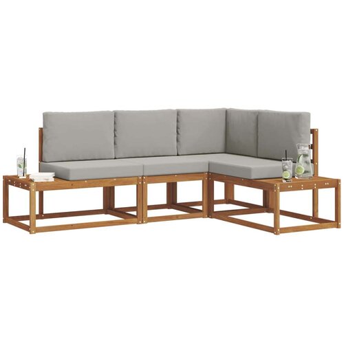  Set vanjskih sofa s jastukom 4 Komad Prirodna i svijetlo siva Slike
