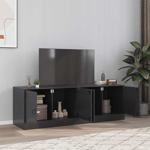 Furnova TV omarica 2 kosa črna 67x39x44 cm jeklo, (21924189) Cene