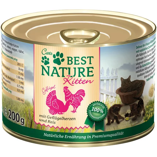 Best Nature Kitten 6 x 200 g - Srca peradi i riža