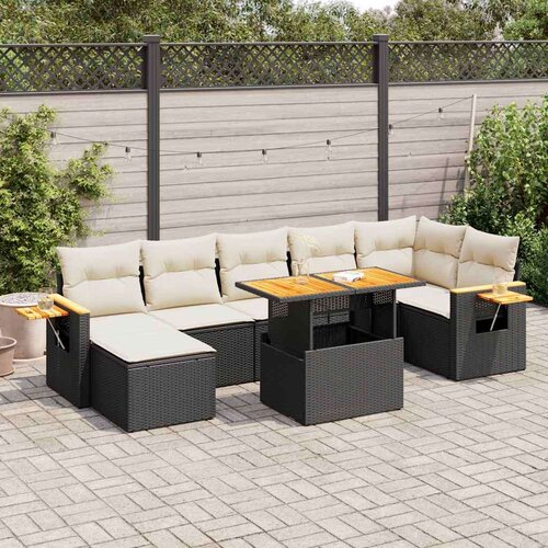 VidaXL 8-dijelni set vrtnih sofa od poliratana s jastucima crni bagrem Slike