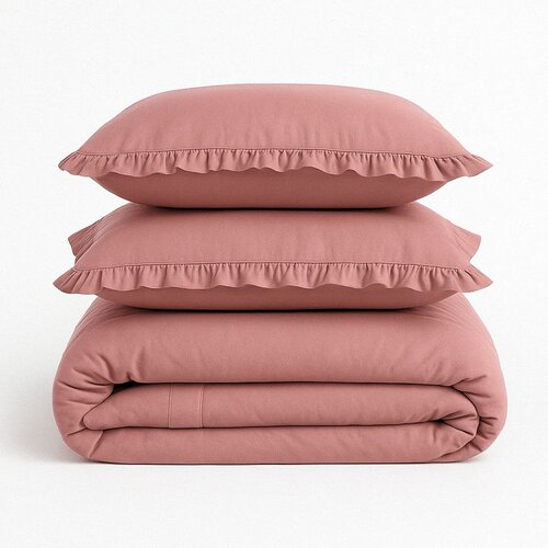 Mila Home Luxury Rožnata enojna posteljnina iz renforce bombaža 140x200 cm Ruffle Striped &ndash; Cene