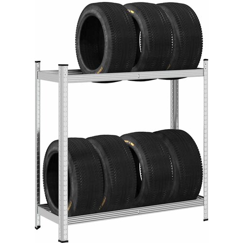 vidaXL Dvoplastna polica za pnevmatike Silver 110x40x109 cm Steel Cene