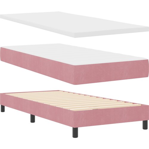 VidaXL Postelja s podnožjem in vzmetnico &amp;amp; LED Roza 100x200 cm Žamet, (22049967) Slike