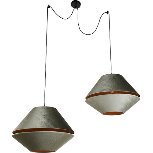 QAZQA Hanglamp zwart met dubbele velours lampenkap groen met gouden binnenkant 2-lichts - Cava Luxe Cene