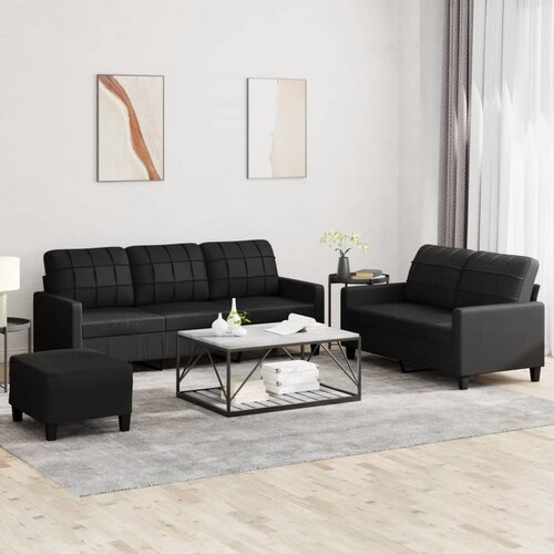 vidaXL 3-dijelni set sofa s jastucima crni od umjetne kože Cijene
