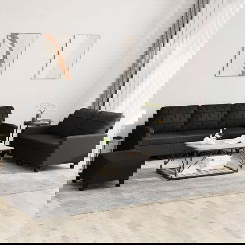 vidaXL 3-dijelni set sofa s jastucima crni od umjetne kože Cene