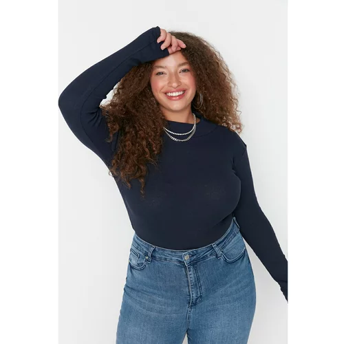 Trendyol Curve Navy Blue Long Sleeve Knitted Blouse