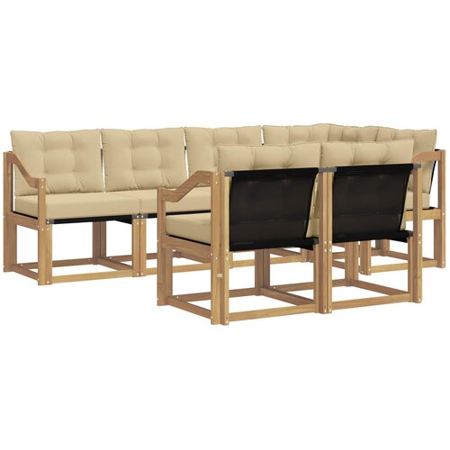 vidaXL Zunanja garnitura za sedenje z blazino 7 pcs Bela in bež, (5000272640) Cene
