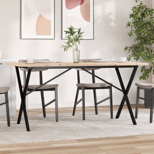 vidaXL Jedilna miza X okvir 140x80x75,5 cm trdna borovina lito železo Cene
