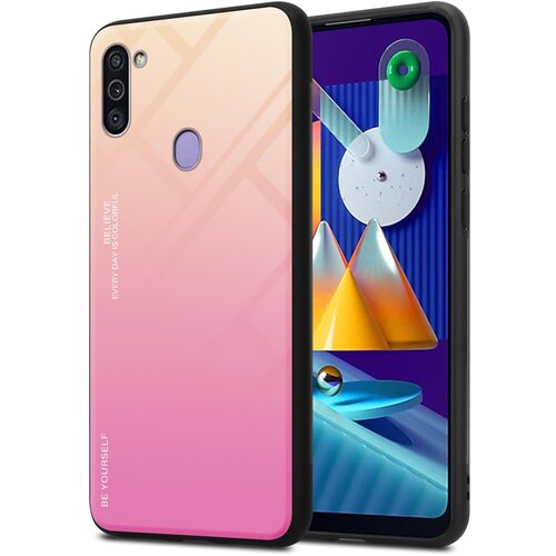 Cadorabo Ohi&scaron;je, združljiv s Samsungom v rumeni - roza - dvobarvni za&scaron;čitni pokrov iz silikona TPU in hrbta iz kaljenega stekla, (20572990) Cene
