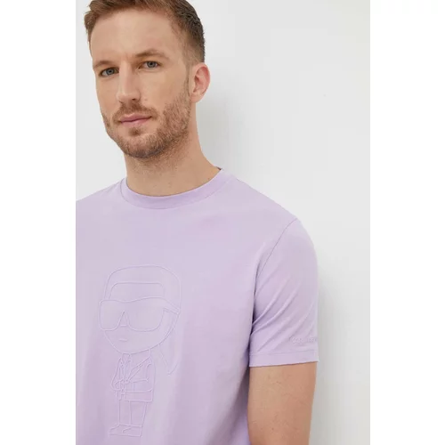 Karl Lagerfeld Bombažna kratka majica vijolična barva
