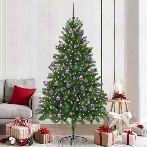vidaXL Božično drevo med 300 LED z stojalom Zelena 210 cm PE Cene