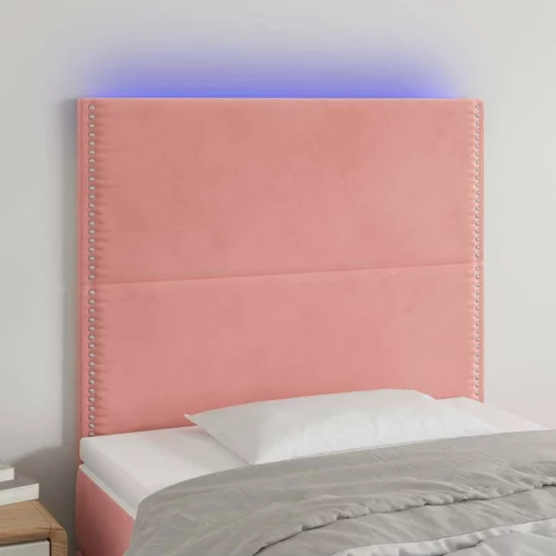  posteljno vzglavje roza 100x5x118/128 cm žamet, (20952014)