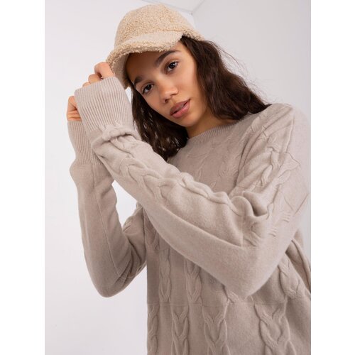 Fashion Hunters Beige sweater with braids and gaiters Slike