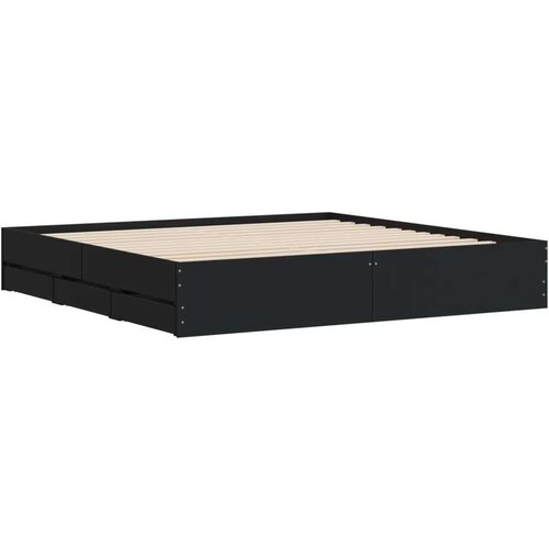 VidaXL Okvir kreveta s ladicama crni 160x200 cm konstruirano drvo Slike