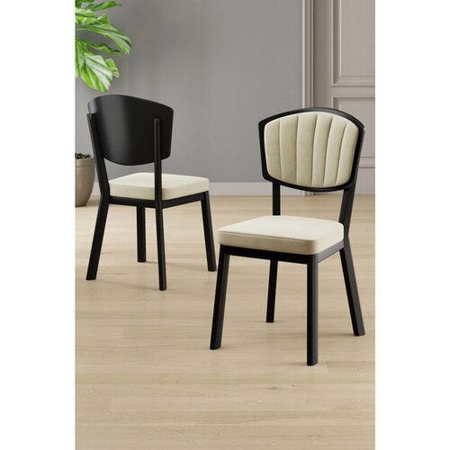 Hanah home set trpezarijskih stolica Nape 4 kom, krem tkanina Babyface, crne metalne noge Cene