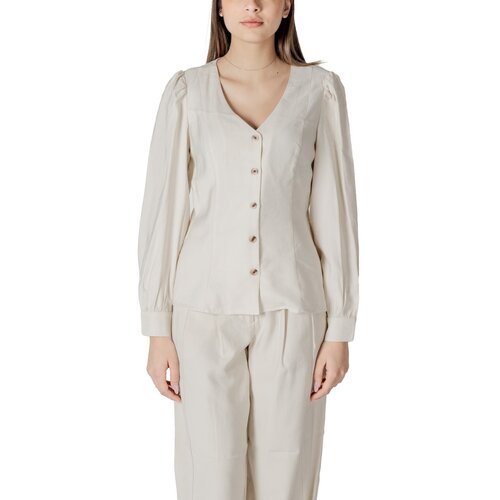 Vila Topi & Bluze Vimulli V-Neck L/S Top 14103853 Bela Cene