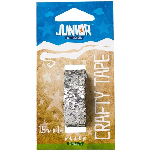 Junior crafty tape, kraft gliter traka, 15mm x 1m, odaberite nijansu Srebrna Slike