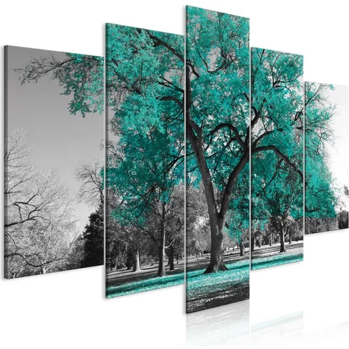  Slika - Autumn in the Park (5 Parts) Wide Turquoise 100x50