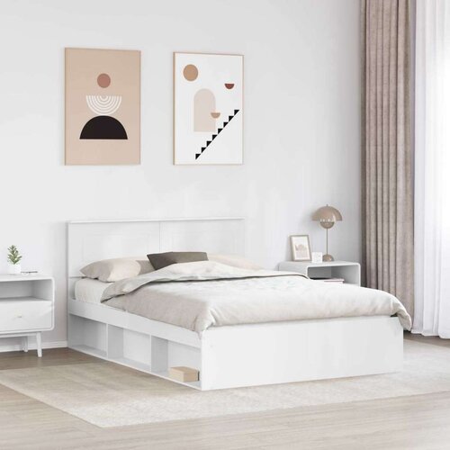  Okvir za krevet Bijelo 140 x 200 cm Konstruirano drvo Slike