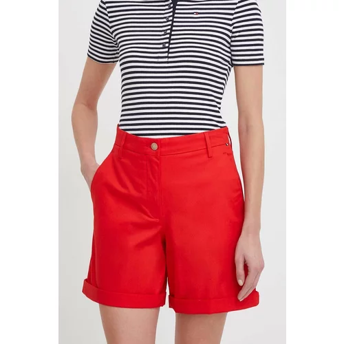 Tommy Hilfiger Kratke hlače ženski, rdeča barva