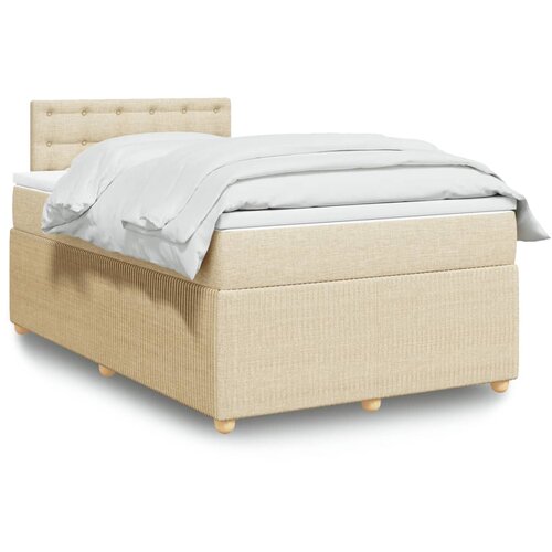 vidaXL Box spring postelja z vzmetnico krem 120x200 cm blago Cene