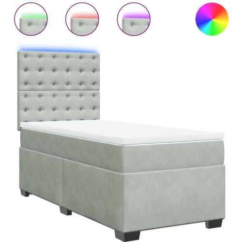VidaXL Box spring postelja z vzmetnico svetlo siv 90x190 cm žamet, (21309518) Slike