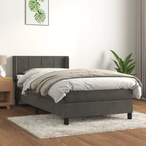 vidaXL Box spring krevet s madracem tamnosivi 90x200 cm baršunasti