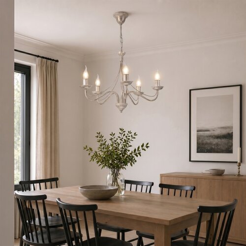  Luster na lancu ANTON 5xE14/60W/230V bela patina Slike