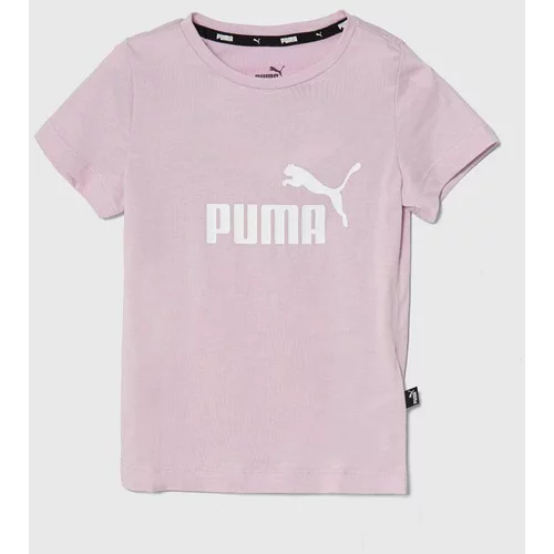 Puma Otroška bombažna kratka majica roza barva