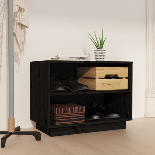 vidaXL omarica za čevlje črna 60x34x45 cm trdna borovina Cene