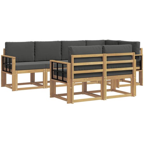  Set vanjskih sofa 7 kom. Bijela i antracit Poliester Smeđa 247 x 128,5 x 73 cm Slike