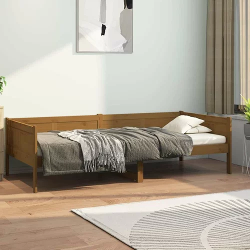  Dnevna postelja medeno rjava trdna borovina 90x190 cm, (20684641)