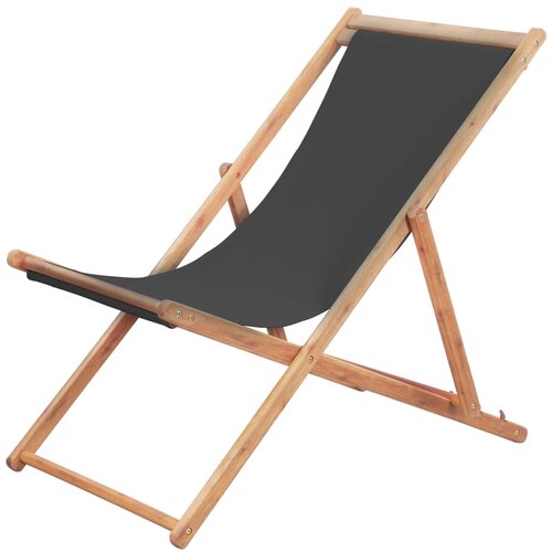 VidaXL Sklopiva ležaljka za plažu od tkanine s drvenim okvirom siva Slike