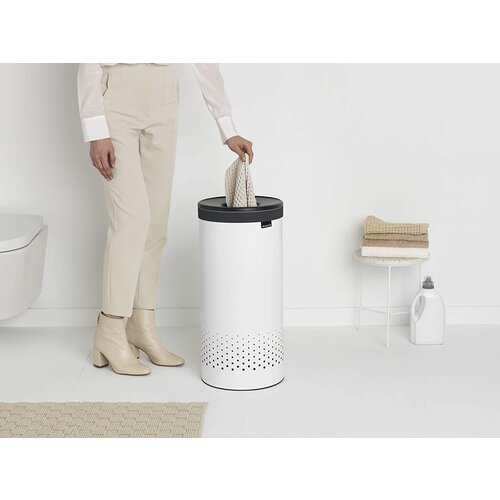 Brabantia Laundry Bin, 35 L dark grey / white Slike