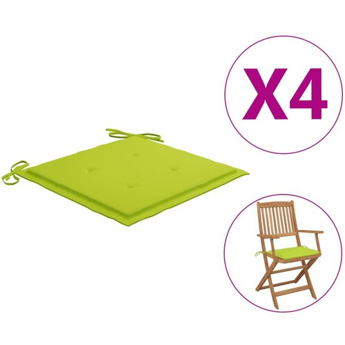 vidaXL Blazine za vrtne stole 4 kosi svetlo zelene 40x40x3 cm blago Cene