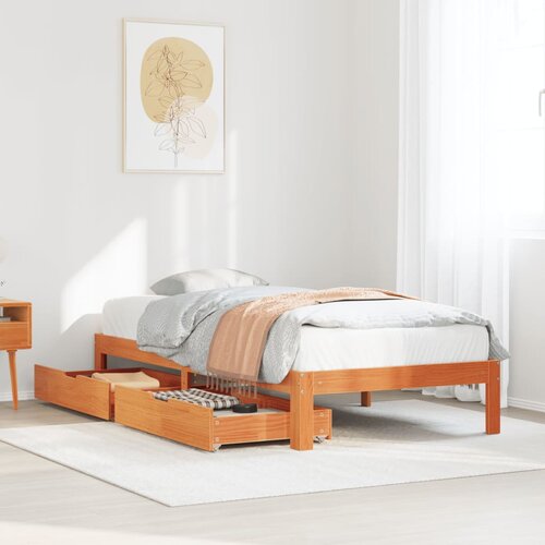 VidaXL Okvir kreveta s ladicama bez madraca vosak smeđi 75x190 cm Slike