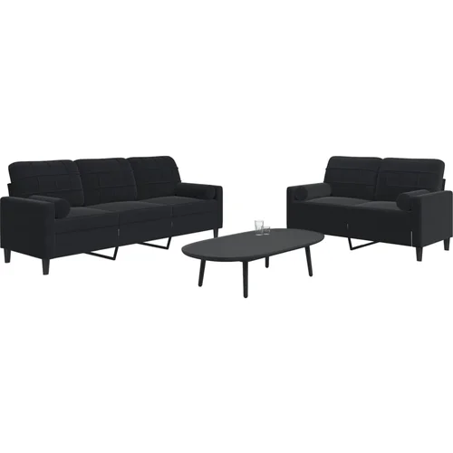 vidaXL 2-dijelni set sofa s jastucima crni baršunasti