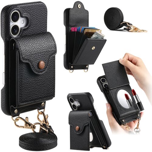 INF Usnjena torbica za iPhone z ogledalom in držalom za kartice - črna Model 12, (22071532) Cene