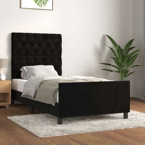  Posteljni okvir z vzglavjem črn 80x200 cm žamet, (20795064) Slike