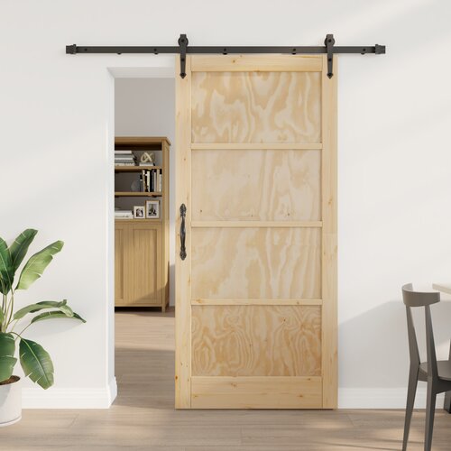 vidaXL Klizna vrata s kompletnim setom 93x202 cm od čvrstog borovog drveta, Unutarnja vrata Cijene