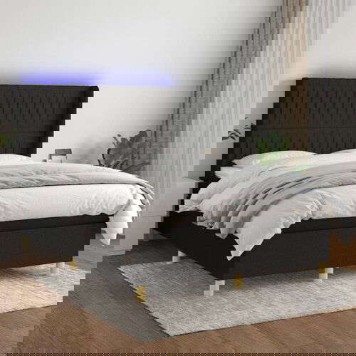 The Living Store Box spring postelja z vzmetnico LED črna 140x200 cm blago - Box Spring Postelja, (21449806) Slike