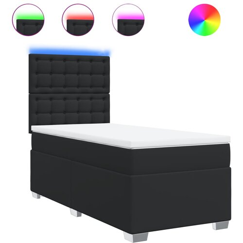 vidaXL Box spring postelja z vzmetnico črna 80x200 cm umetno usnje, (21321505) Cene