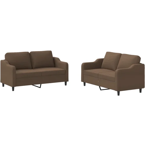 vidaXL 2-dijelni set sofa s jastucima smeđi od tkanine