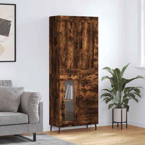 VidaXL Visoka komoda dimljen hrast 69,5x34x180 cm inženirski les Slike