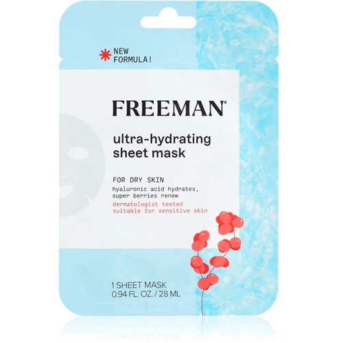 Freeman Essentials Hyaluronic Acid &amp;amp; Super Berries vlažilna tekstilna maska za suho kožo 28 ml Slike
