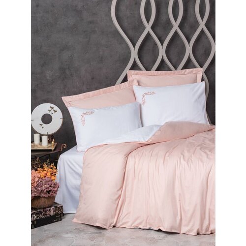  melinda - pink pinkwhite satin double quilt cover set Cene