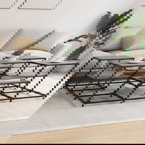 VidaXL Stolić za kavu siva boja hrasta 121x121x40 cm konstruirano drvo Slike